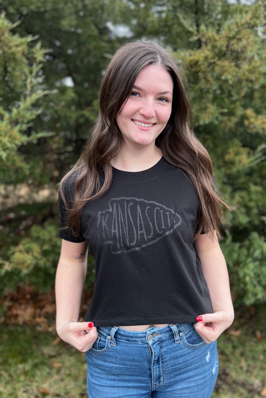 *Whoa Nellie* KC Glitter Black Crop Tee