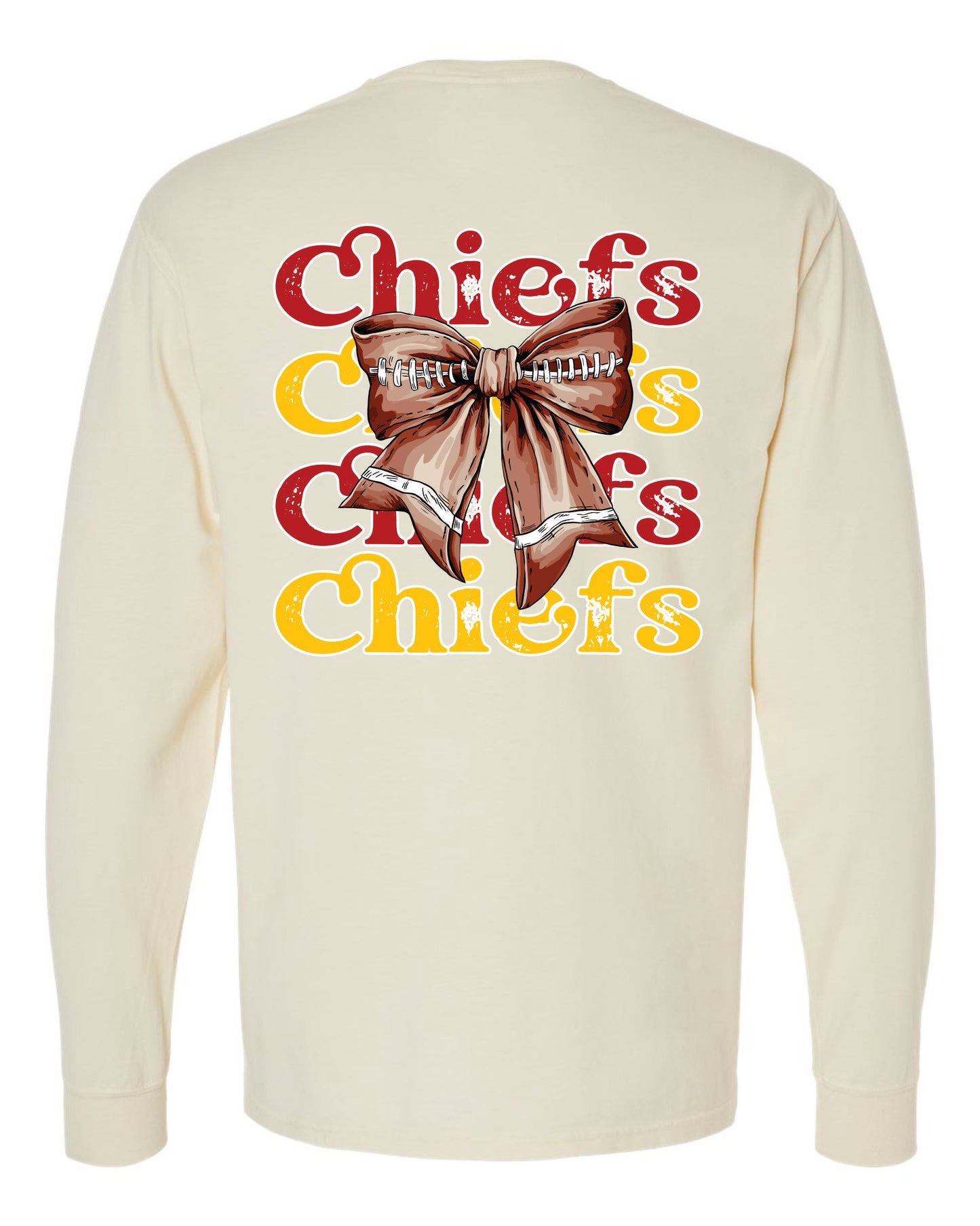 *Whoa Nellie* Red & Yellow Football Bow LS